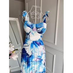 Rochie Cute cu pliuri si corset Blue Abstract