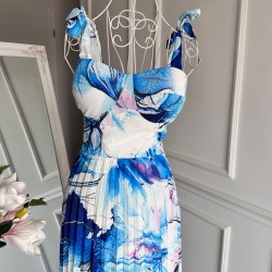 Rochie Cute cu pliuri si corset Blue Abstract