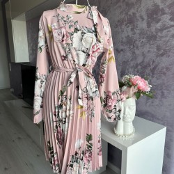Rochie plisata cu cordon Roze Rosese
