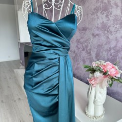 Rochie din satin de ocazie Turquoise Zonia