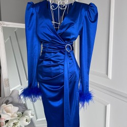 Rochie Luxury Blue feathers