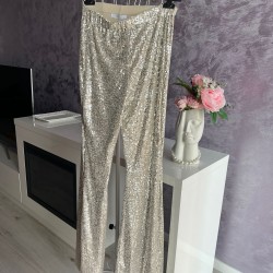 Pantaloni Glam sequins silver